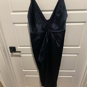 Lulu's Blue Sleeveless V-Neck Cocktail Gown